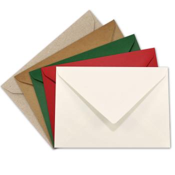 Sortiment "Weihnachten" 25x Briefumschläge in 5 Farben DIN C6 - farbig sortiert