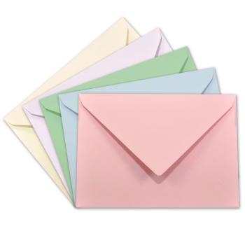 Sortiment "Pastelltöne" 25x Briefumschläge in 5 Farben DIN B6 - farbig sortiert